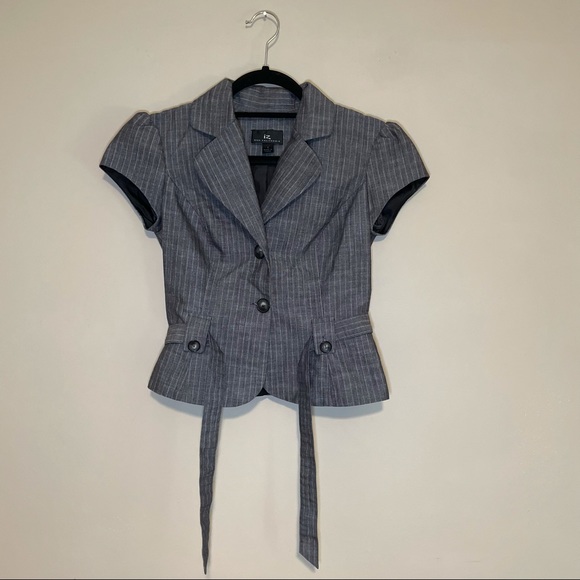 Two-Piece Set Pinstripe Blazer and High-Waisted Shorts - Black main image 0